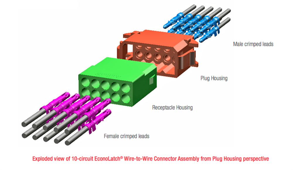 Mechanical Drawing - Molex EconoLatch® Wire-to-Wire Connectors
